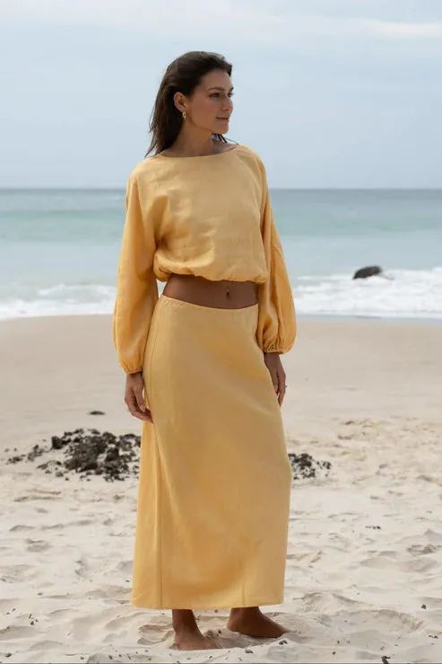 Riley Butter Bias Linen Skirt
