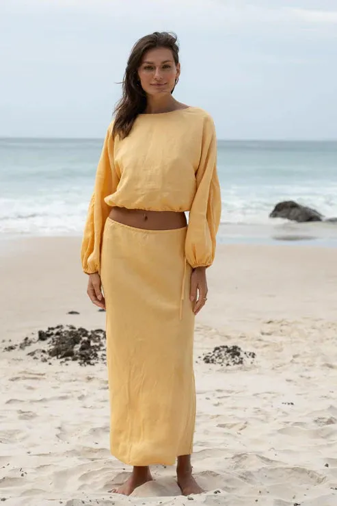 Riley Butter Bias Linen Skirt