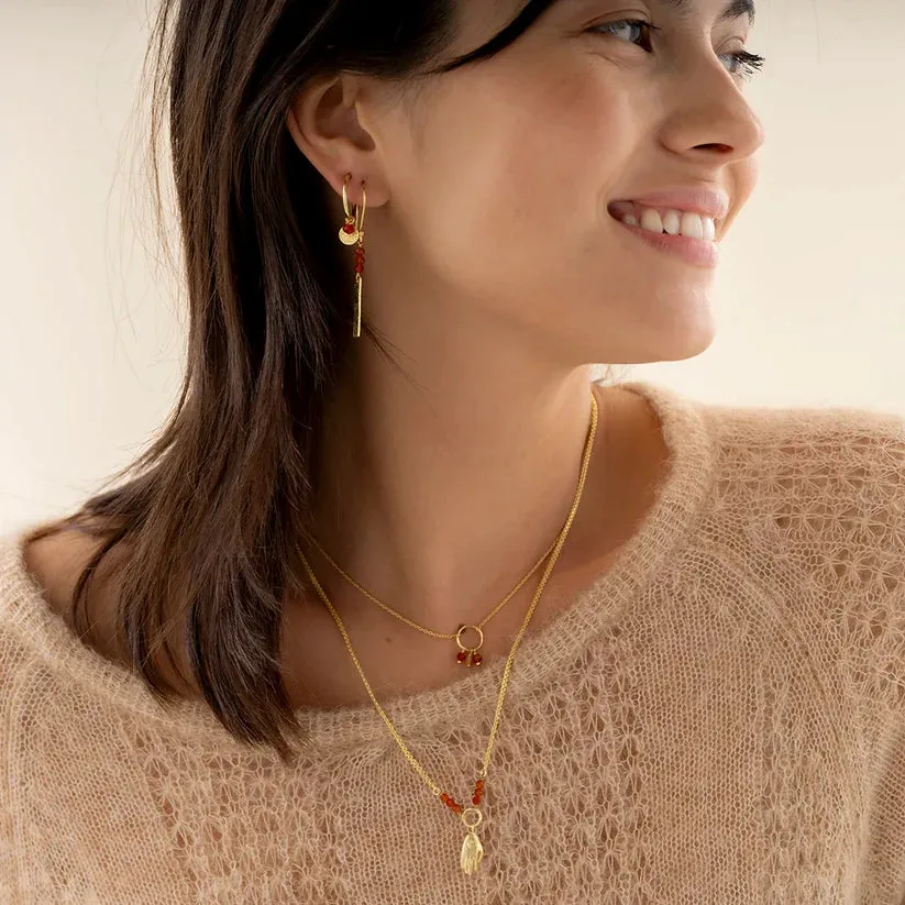 Sentiment Carnelian Citrine Necklace Gold Plated