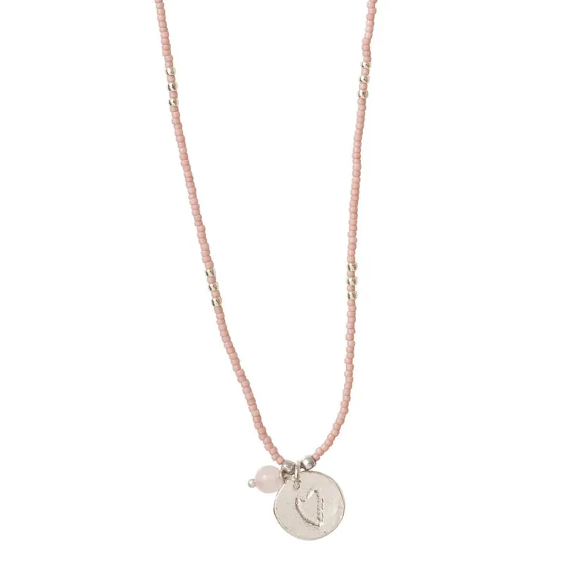 Timeless Rose Quartz Silver Coloured Necklace