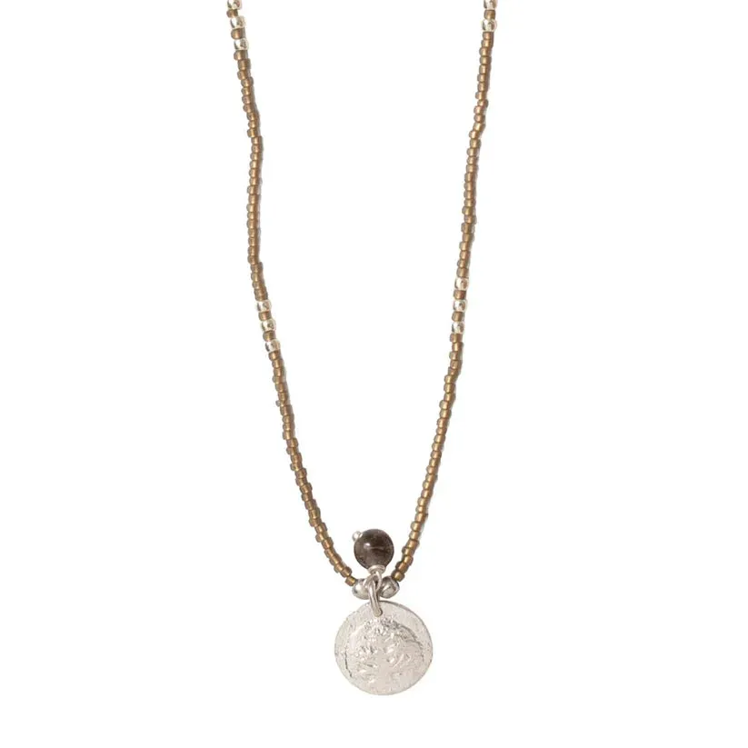 Timeless Smokey Quartz Silver Coloured Necklace