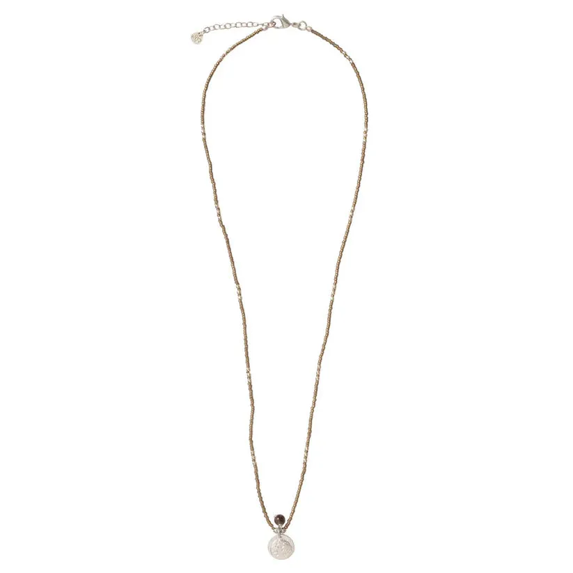 Timeless Smokey Quartz Silver Coloured Necklace