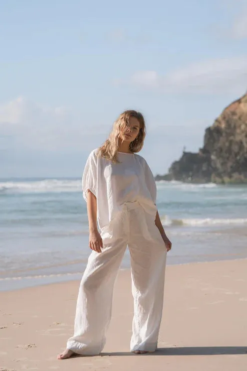 Tina Ivory Linen Top