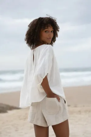 Tina Ivory Linen Top