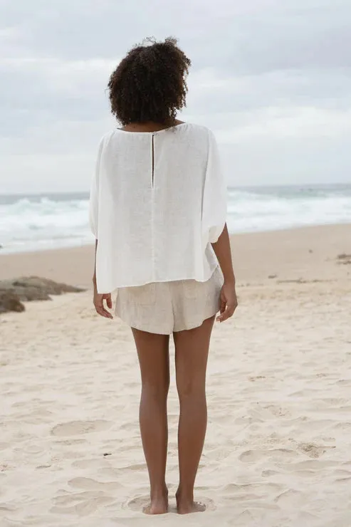 Tina Ivory Linen Top