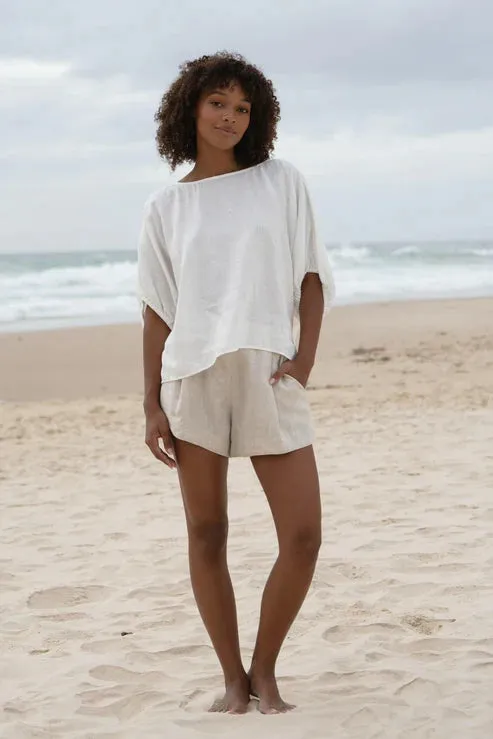 Tina Ivory Linen Top