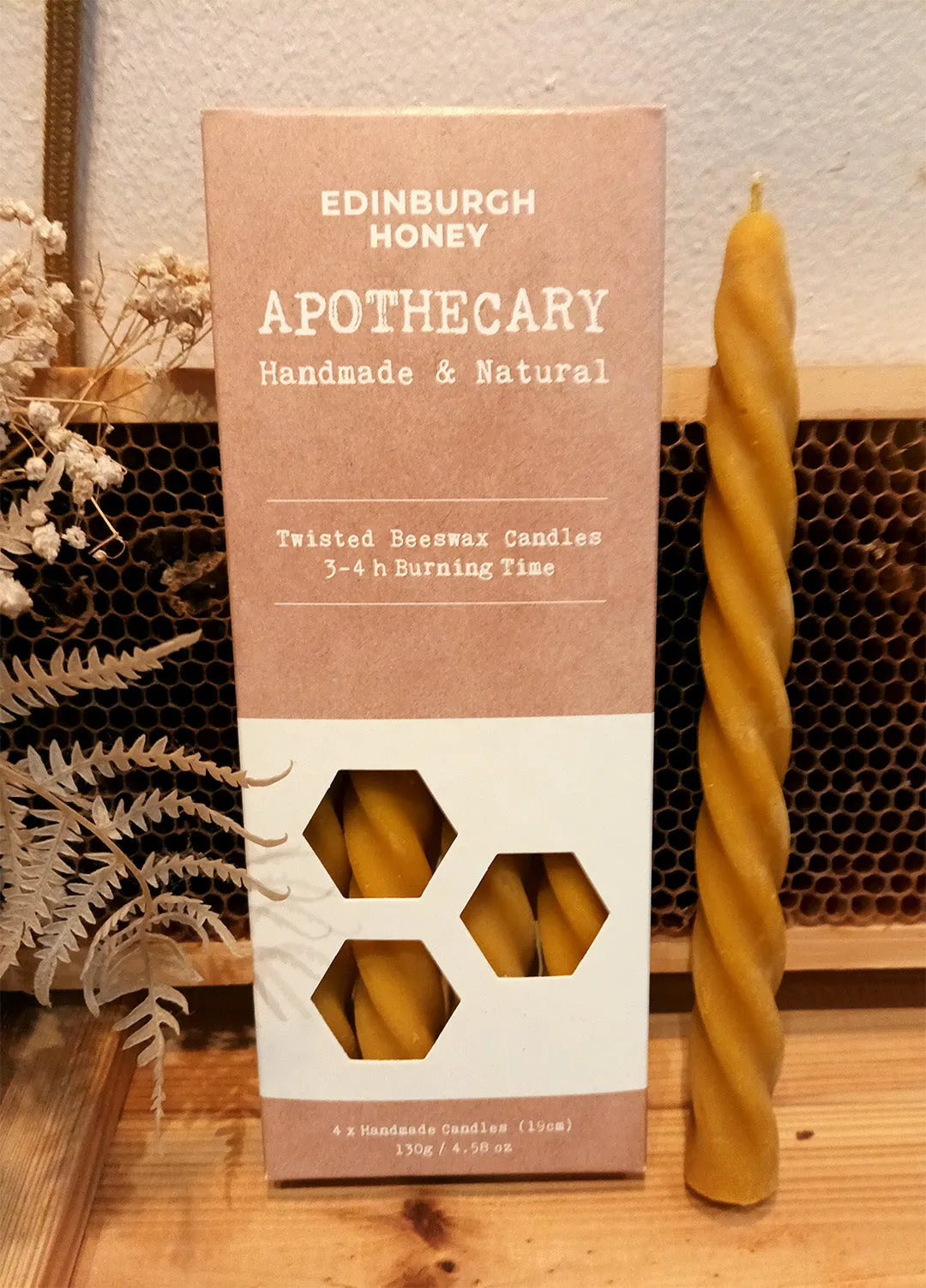 Twisted Beeswax Candle 19cm