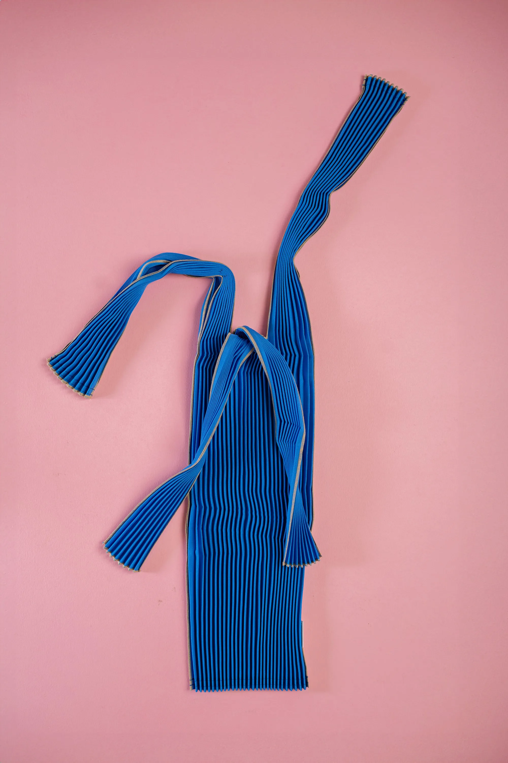 Vertical Pleated Large Tote Bag - Blue