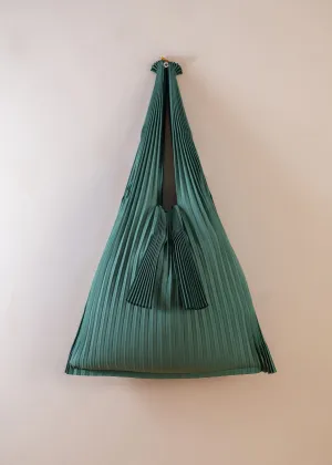 Vertical Pleated Large Tote Bag - Green