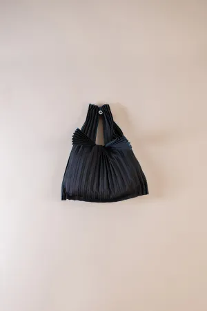 Vertical Pleated Mini Tote Bag - Black