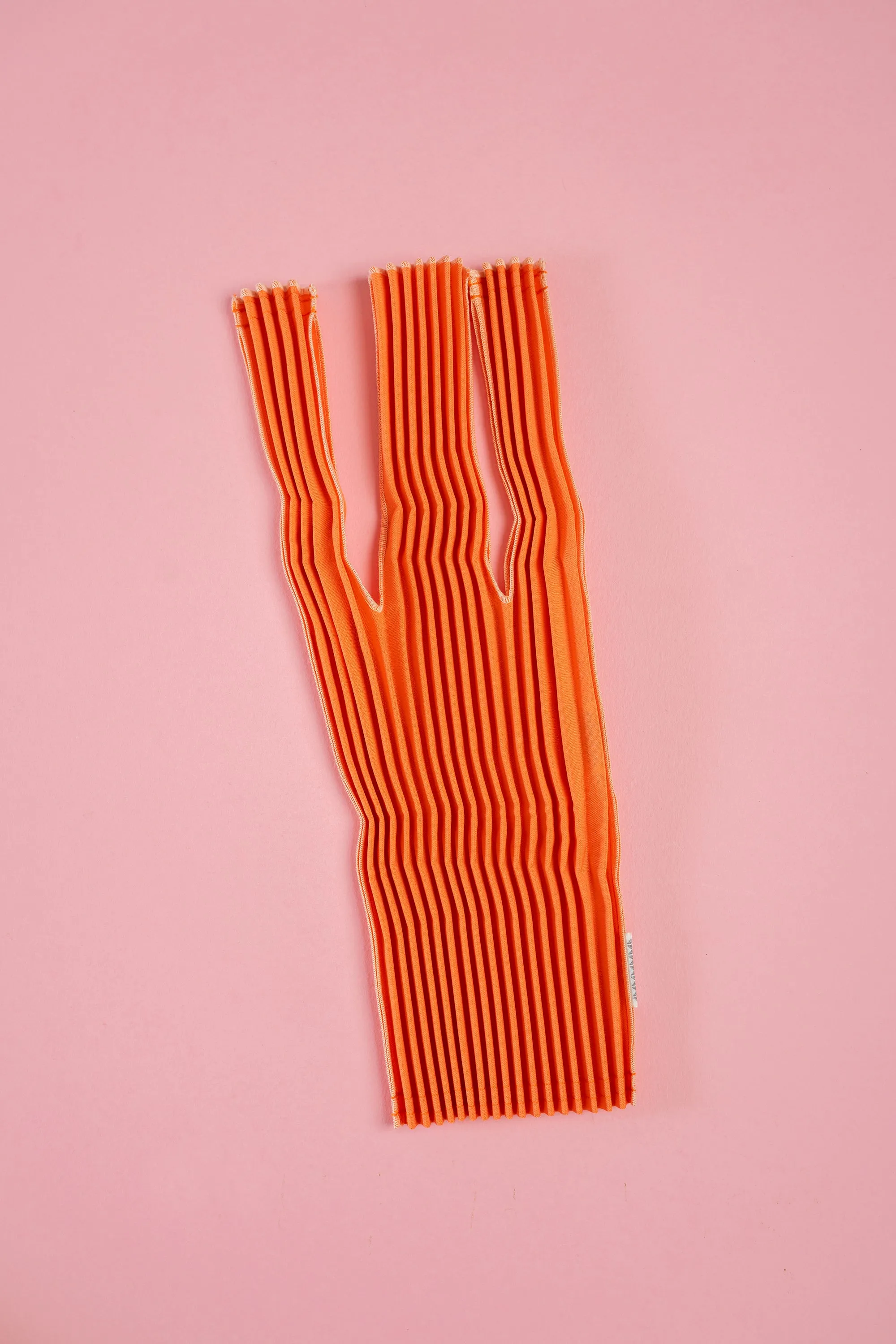 Vertical Pleated Mini Tote Bag - Honey Orange & Beige