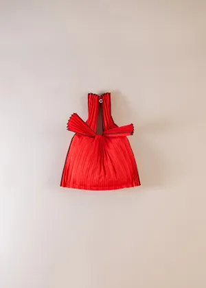 Vertical Pleated Mini Tote Bag - Red