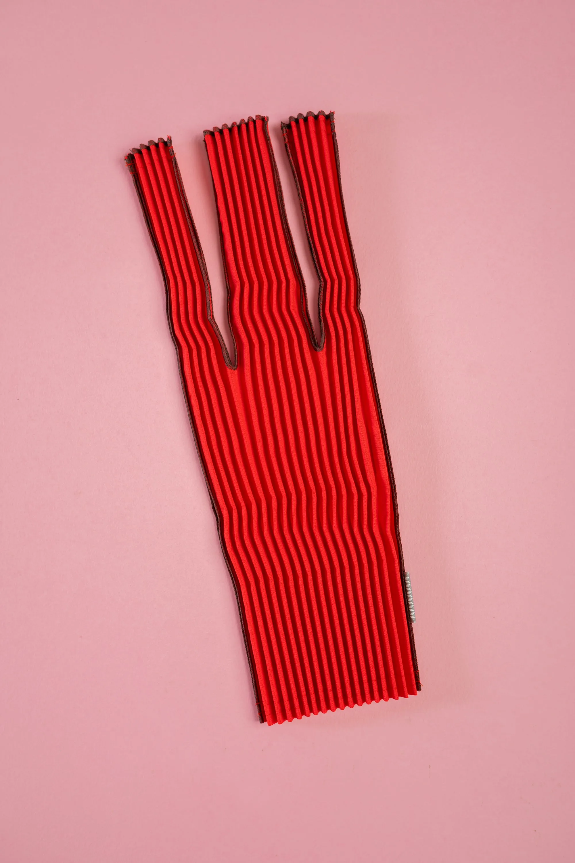 Vertical Pleated Mini Tote Bag - Red