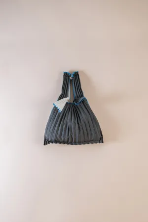 Vertical Pleated Mini Tote Bag - Snow White & Grey