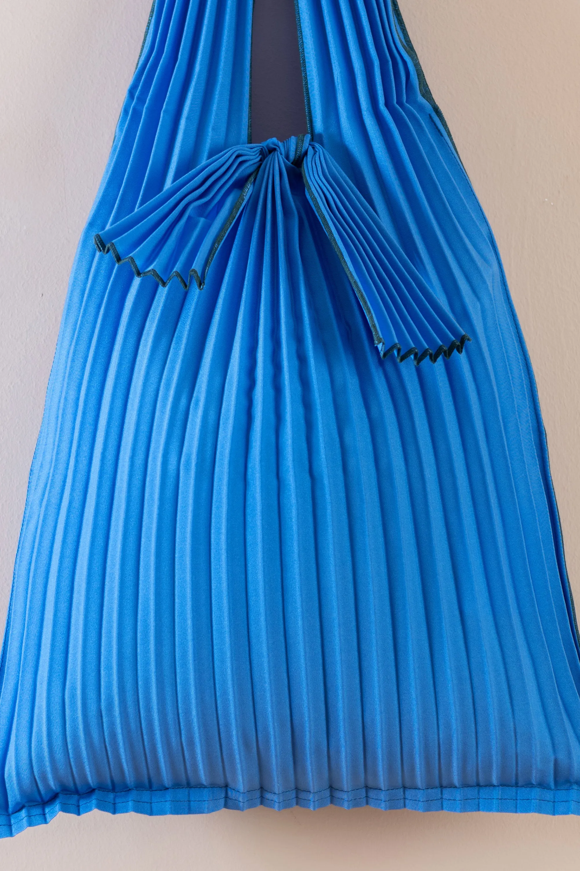 Vertical Pleated Small Tote Bag - Limited Blue