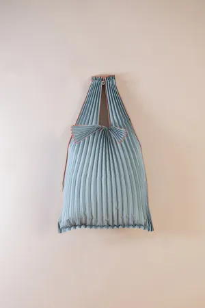 Vertical Pleated Small Tote Bag - Silver