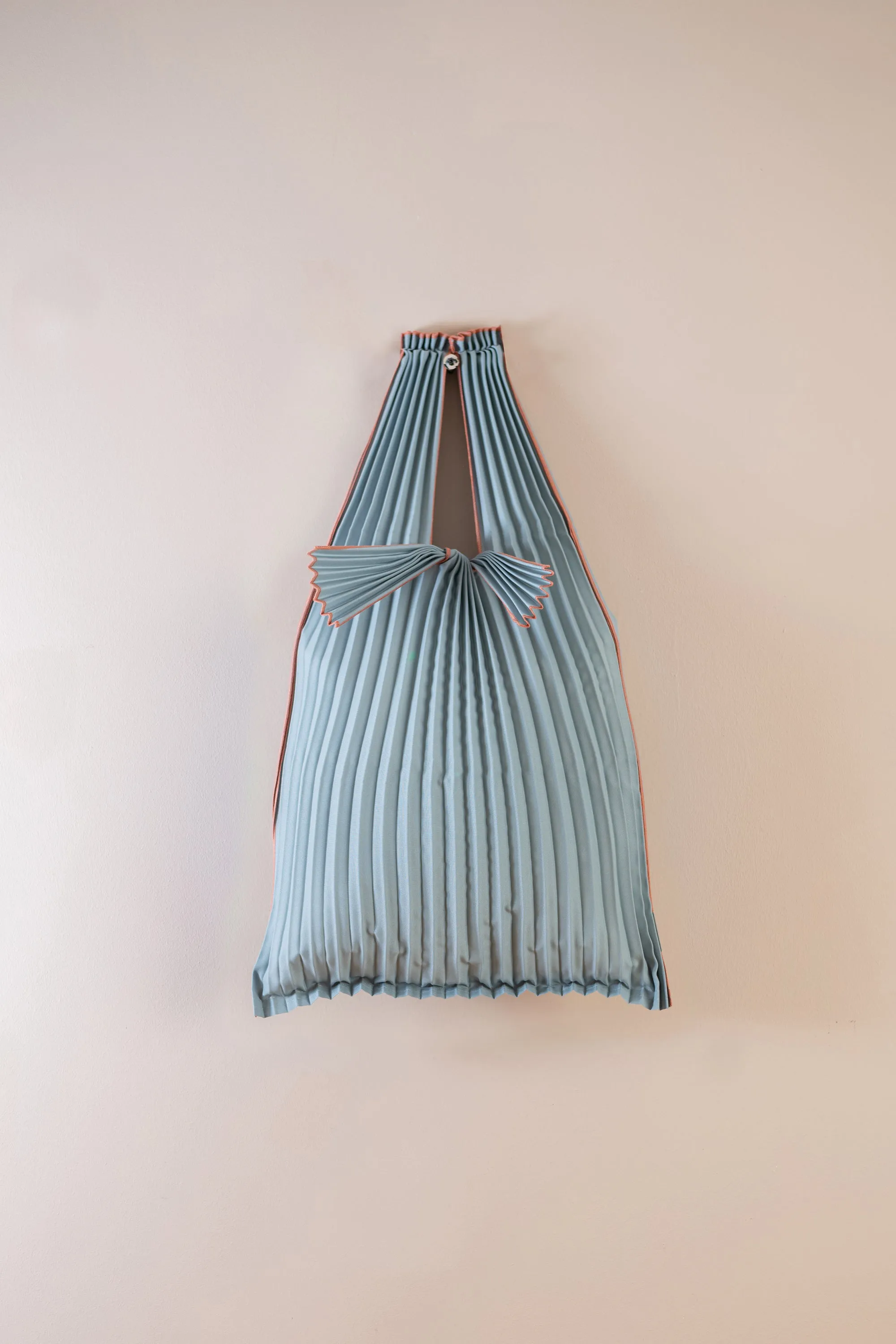 Vertical Pleated Small Tote Bag - Silver