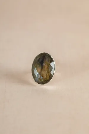 Vintage Labradorite Silver Ring - Small