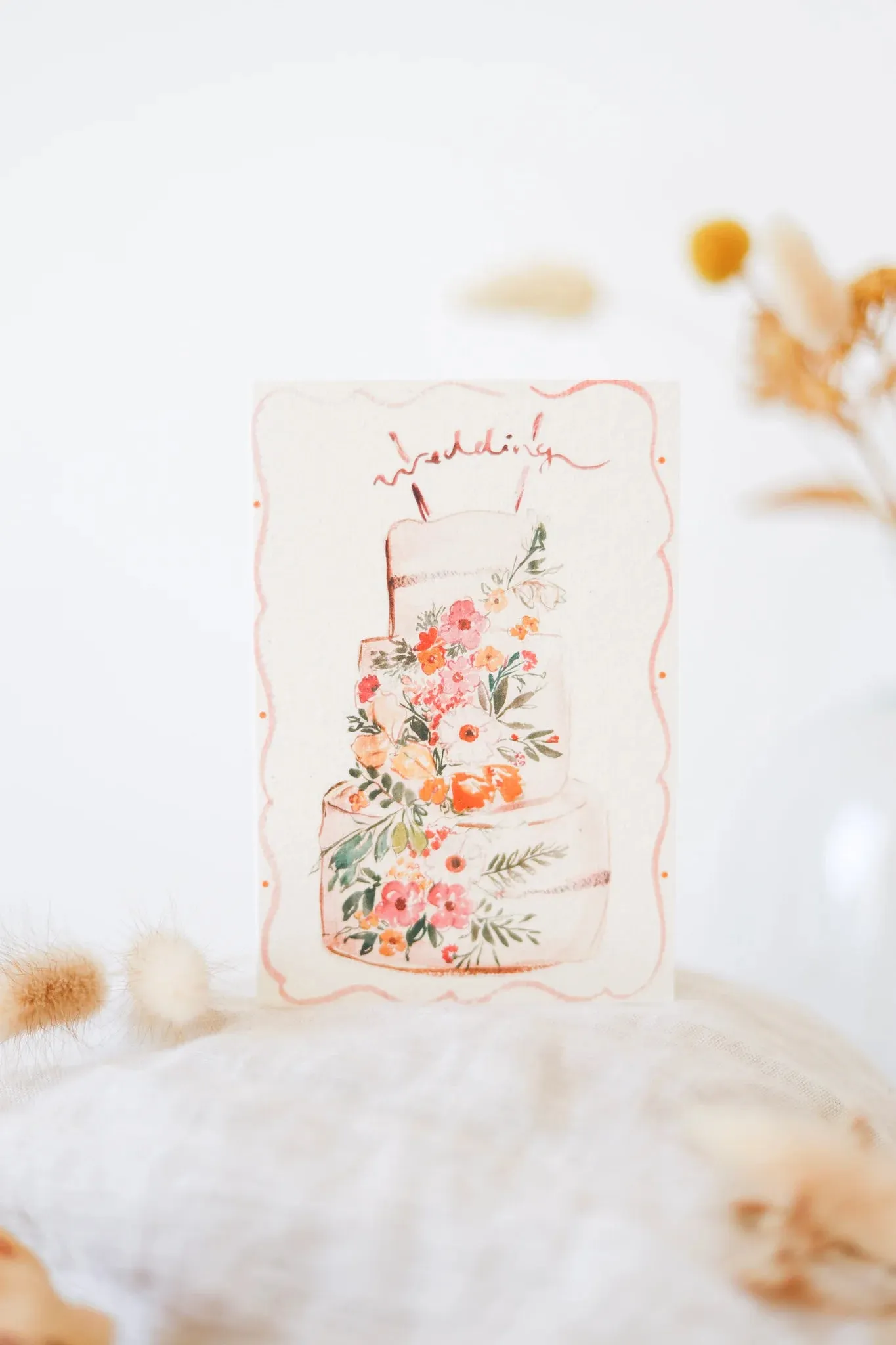 Wedding Cake Cascading Flowers Card