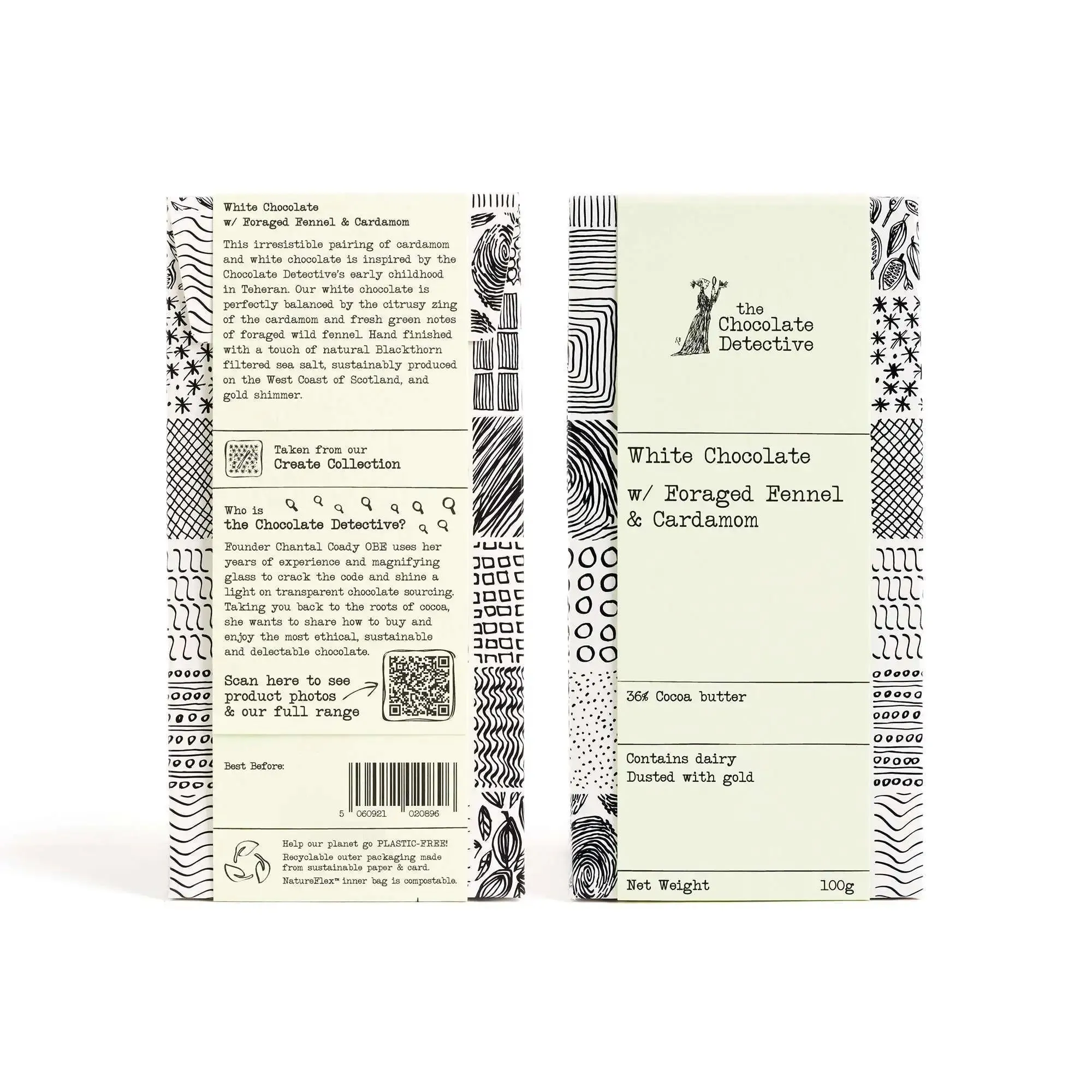 White Broken Chocolate with Foraged Fennel & Cardamom 100g